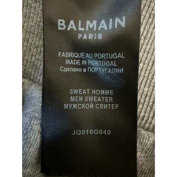 Balmain Paris Logo Printed Sweatshirt | Gray | Size Large - Picture 5 of 6